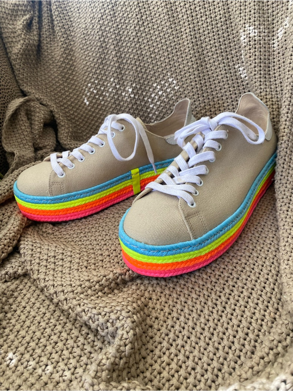 Schutz  🌈 Rainbow Canvas Platform Sneakers NEW SOLD OUT 8.5 from Free People
